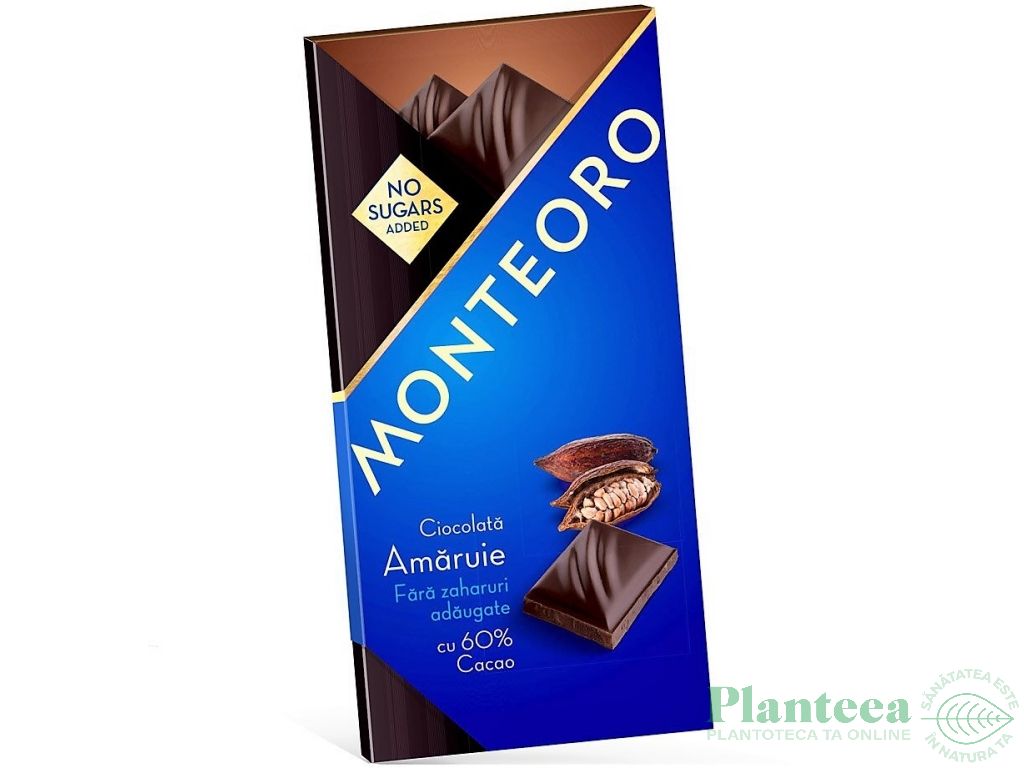 Ciocolata amaruie 60%cacao 90g - MONTEORO