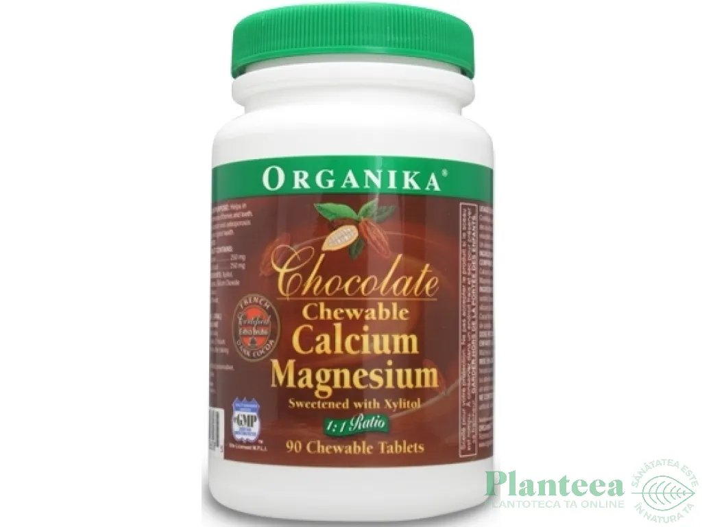 Calciu magneziu masticabil gust ciocolata 90cp - ORGANIKA HEALTH