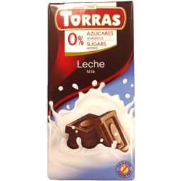 Ciocolata lapte integral fara zahar fara gluten 75g - TORRAS