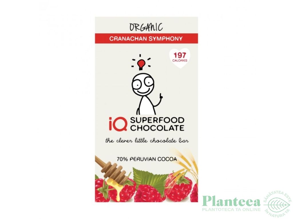 Ciocolata neagra 70% Cranachan Symphony eco 35g - IQ CHOCOLATE