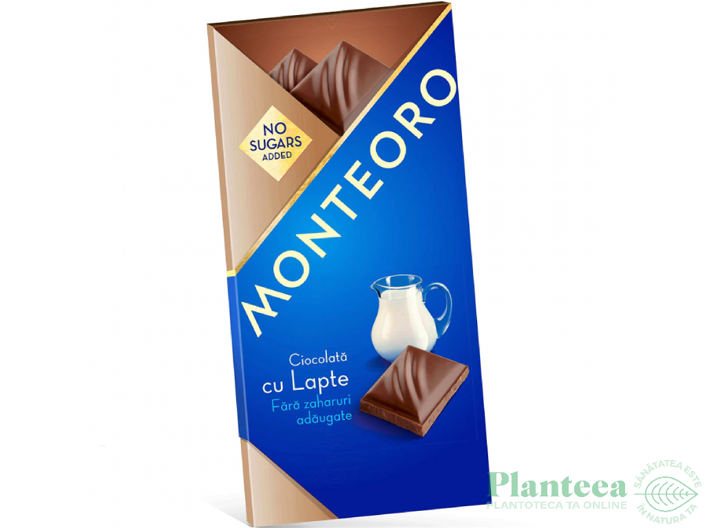 Ciocolata lapte fara zahar 90g - MONTEORO