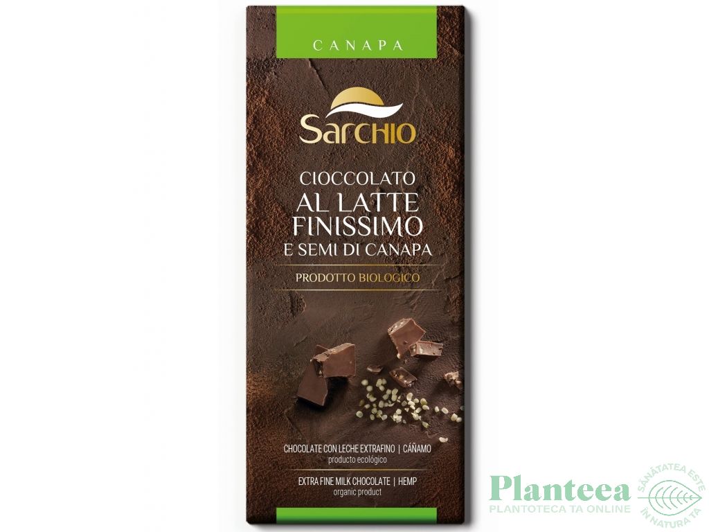 Ciocolata lapte extrafina seminte canepa eco 80g - SARCHIO