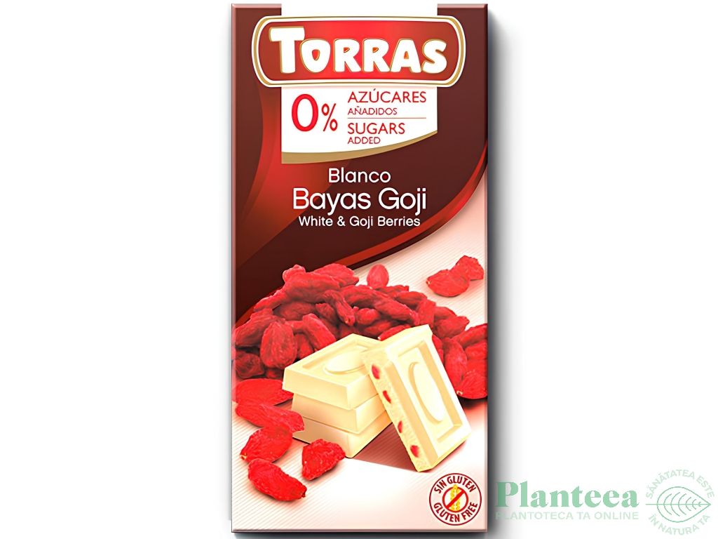 Ciocolata alba goji fara zahar fara gluten 75g - TORRAS