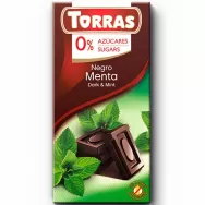 Ciocolata neagra 52%cacao menta fara zahar fara gluten 75g - TORRAS