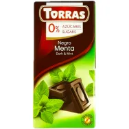 Ciocolata neagra 52%cacao menta fara zahar fara gluten 75g - TORRAS