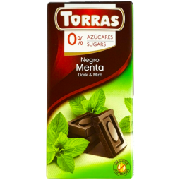 Ciocolata neagra 52%cacao menta fara zahar fara gluten 75g - TORRAS