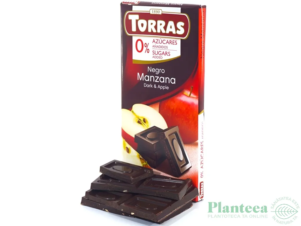 Ciocolata neagra 52%cacao mere fara zahar 75g - TORRAS