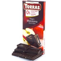 Ciocolata neagra 52%cacao mere fara zahar 75g - TORRAS