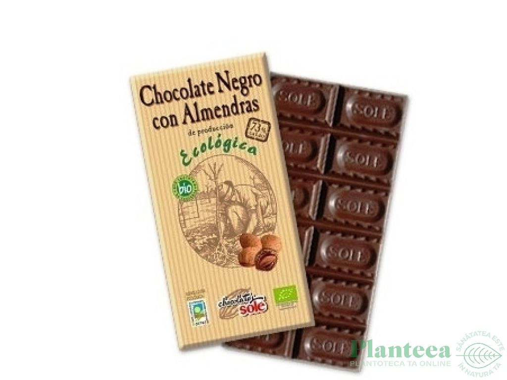 Ciocolata neagra 73% migdale eco 100g - SOLE