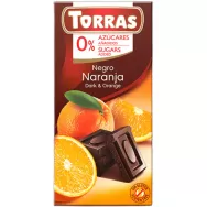 Ciocolata neagra 52%cacao portocala fara zahar fara gluten 75g - TORRAS