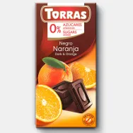 Ciocolata neagra 52%cacao portocala fara zahar fara gluten 75g - TORRAS