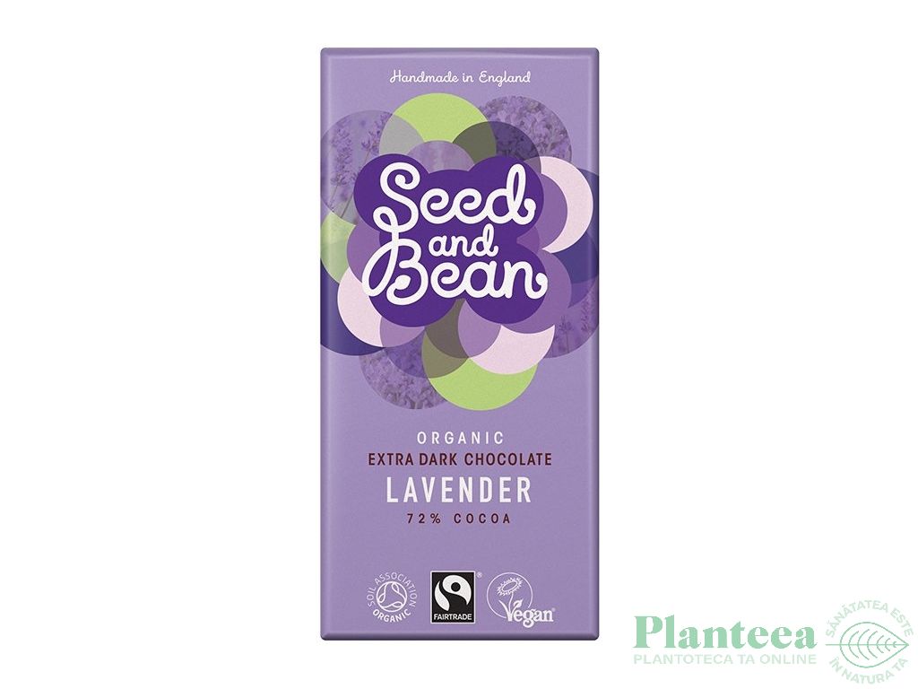 Ciocolata neagra 72% lavanda eco 85g - SEED&BEAN