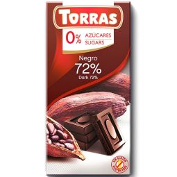 Ciocolata neagra 72%cacao fara zahar fara gluten 75g - TORRAS