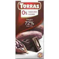 Ciocolata neagra 72%cacao fara zahar fara gluten 75g - TORRAS