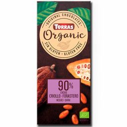 Ciocolata neagra 90%cacao Criollo & Forastero fara gluten Organic 100g - TORRAS