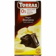 Ciocolata neagra 52%cacao banane fara zahar fara gluten 75g - TORRAS