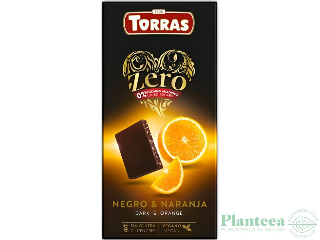 Ciocolata neagra 49%cacao fondant portocala fara zahar fara gluten 125g - TORRAS