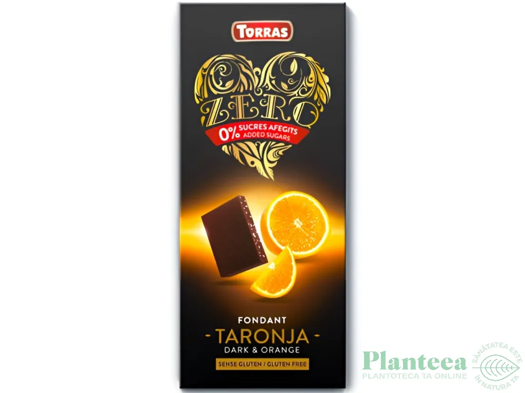 Ciocolata neagra 49%cacao fondant portocala fara zahar fara gluten 125g - TORRAS