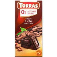 Ciocolata neagra 54%cacao cafea fara zahar fara gluten 75g - TORRAS