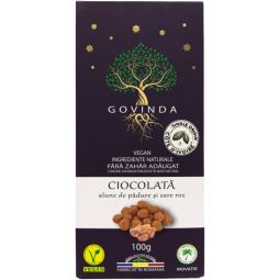 Ciocolata vegana 72%cacao alune padure sare roz fara zahar 100g - GOVINDA