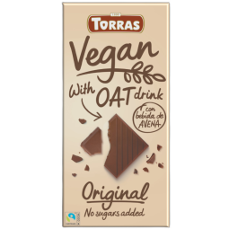 Ciocolata vegana lapte_ovaz original fara zahar fara gluten 100g - TORRAS