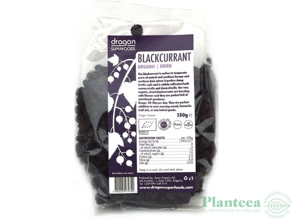 Coacaze negre uscate eco 150g - DRAGON SUPERFOODS