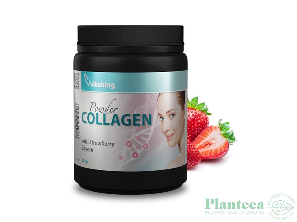Pulbere colagen gust capsune stevia 330g - VITAKING
