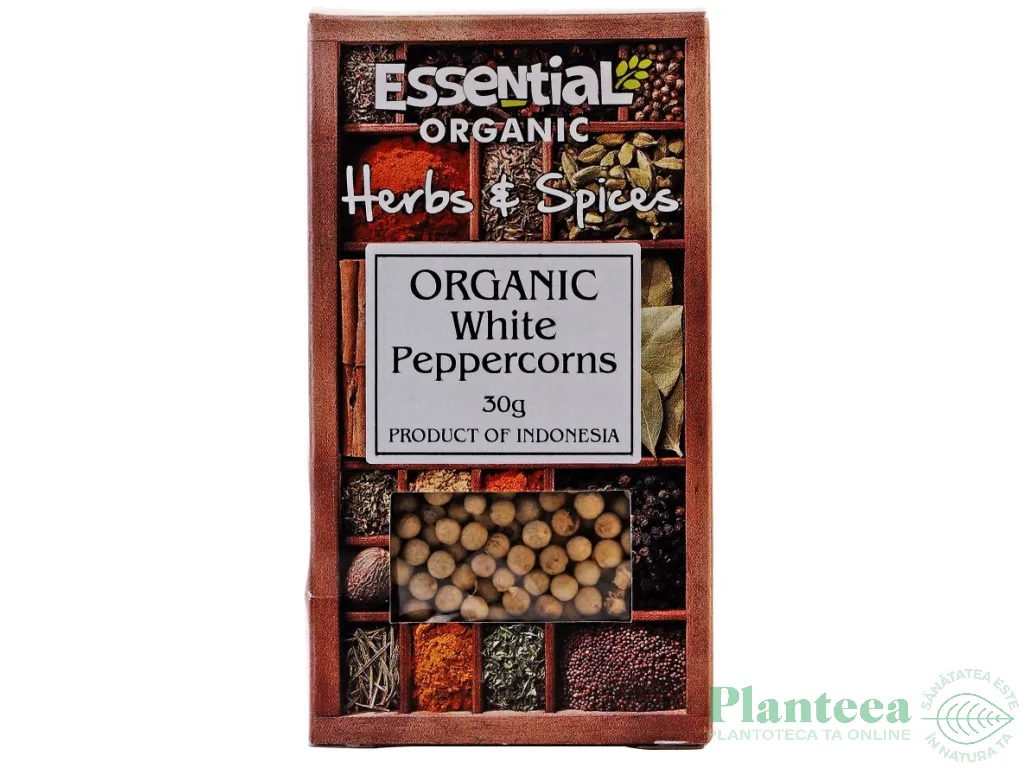 Condiment piper alb boabe eco 25g - ESSENTIAL ORGANIC