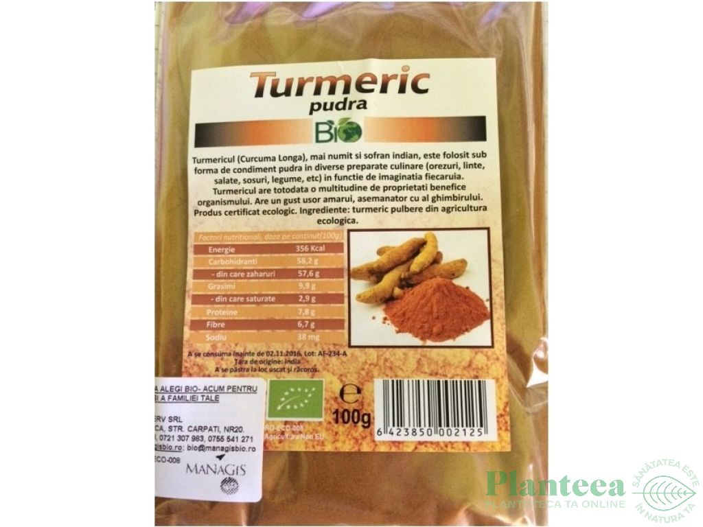 Condiment turmeric macinat eco 100g - DECO ITALIA