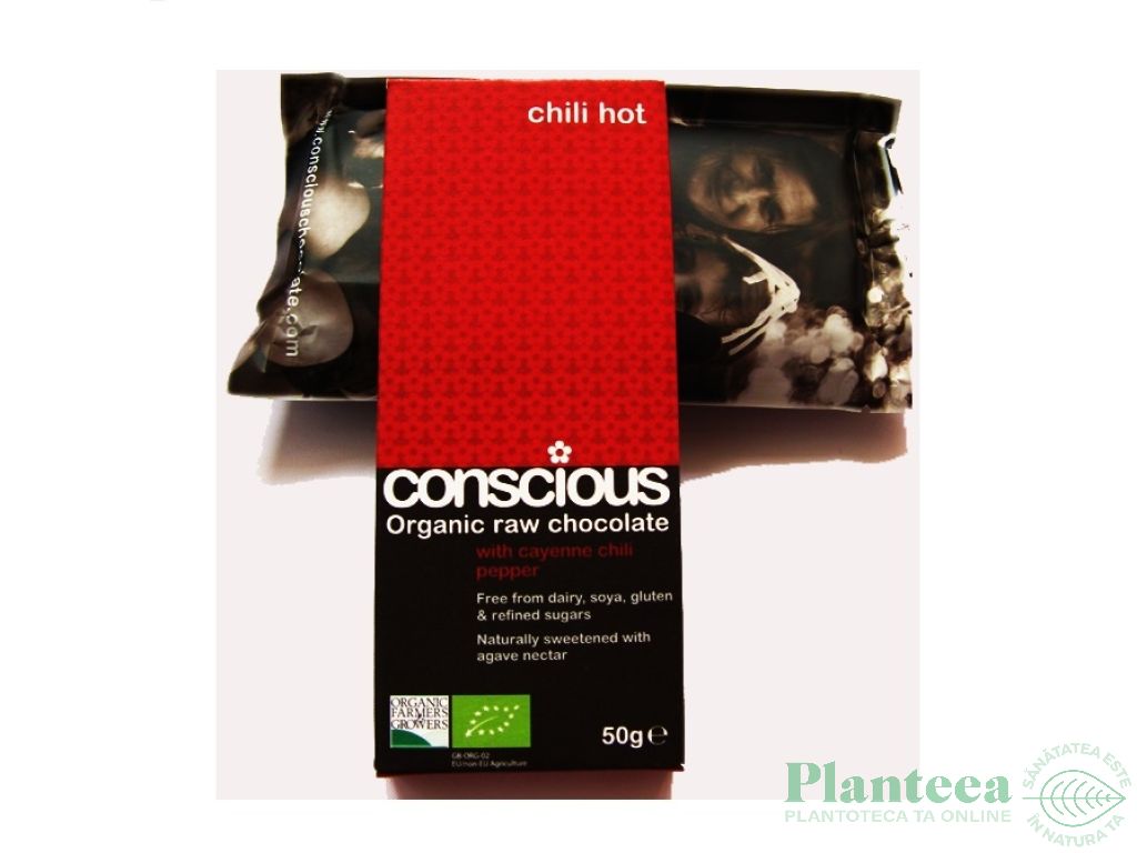 Ciocolata neagra 70% chilli hot raw eco 50g - CONSCIOUS