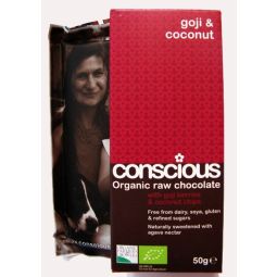 Ciocolata neagra 70% Goji Coconut raw eco 50g - CONSCIOUS