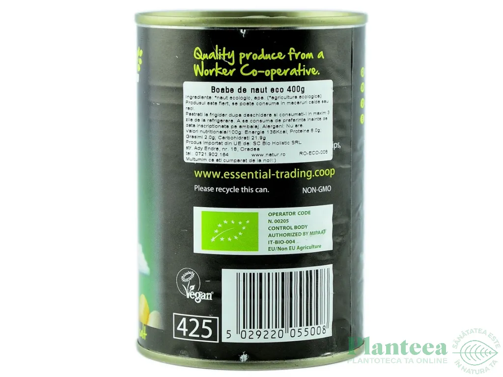Conserva naut fara sare eco 400g - ESSENTIAL ORGANIC