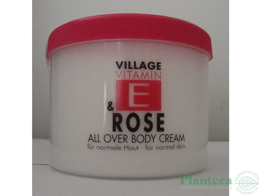 Crema corp E trandafir 500ml - VILLAGE COSMETICS