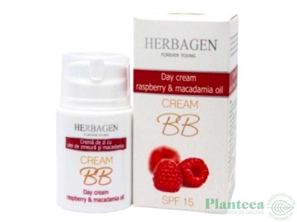 Crema BB zi ulei zmeura macadamia spf15 50g - HERBAGEN