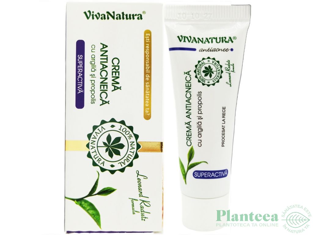Crema antiacneica argila propolis 20ml - VIVA NATURA