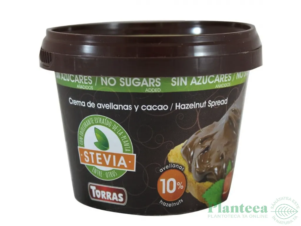 Crema desert ciocolata alune padure stevia fara zahar fara gluten 200g - TORRAS