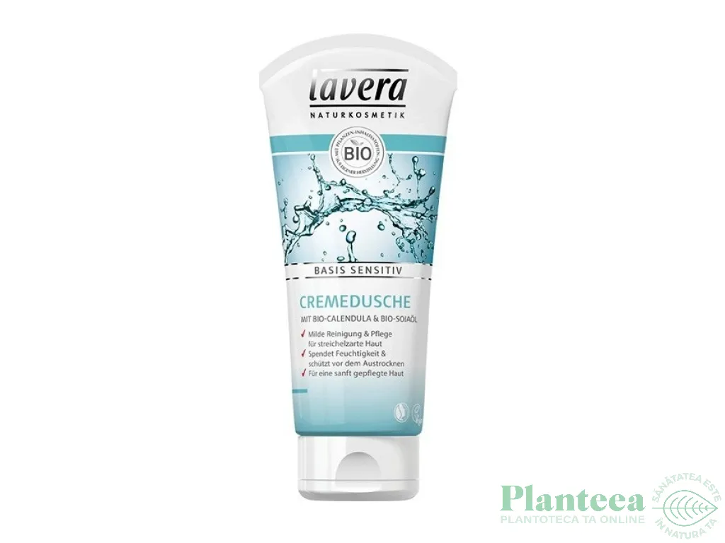 Crema dus galbenele ulei soia Basis Sensitiv 150ml - LAVERA