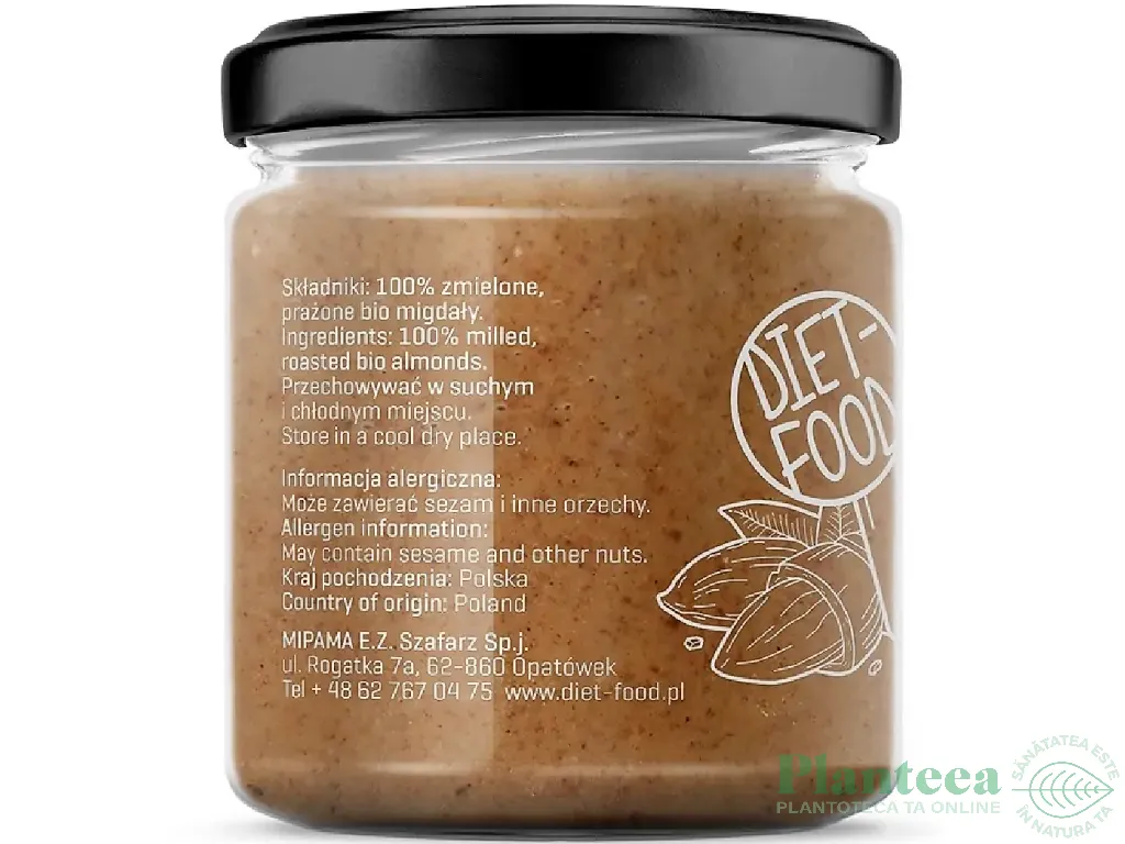 Crema migdale intregi bio 200g - DIET FOOD