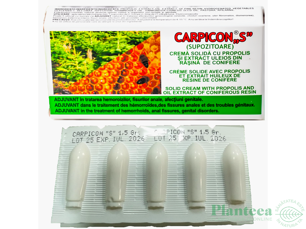 Supozitoare Carpicon S blister 10x1,5g - ELZIN PLANT