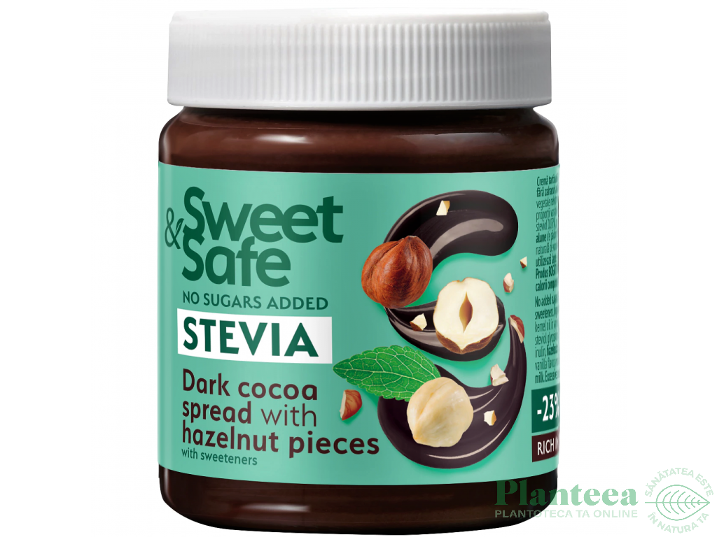 Crema desert cacao bucatele alune stevia 220g - SWEET&SAFE