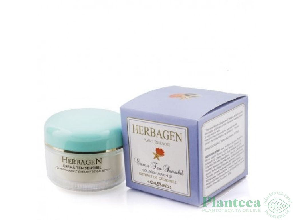 Crema fata colagen marin galbenele ten sensibil 100ml - HERBAGEN