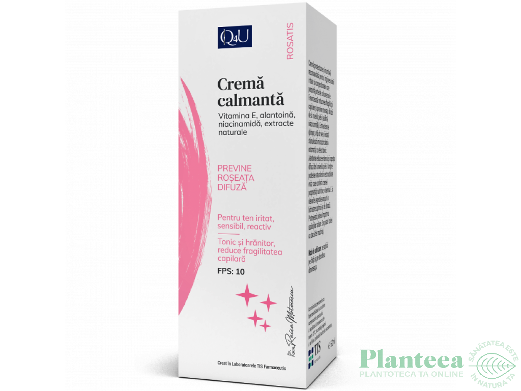 Crema calmanta tenuri roseata difuza Q4U 40ml - TIS