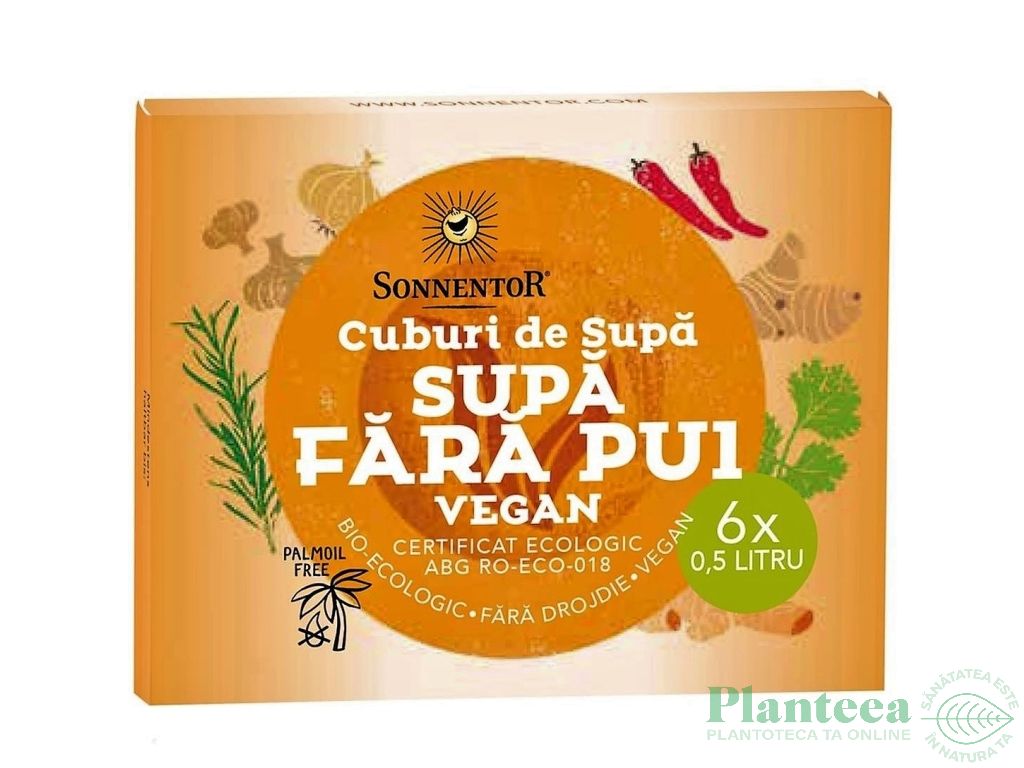 Cubulete supa pui Fara Pui picant vegan fara drojdie eco 6x10g - SONNENTOR