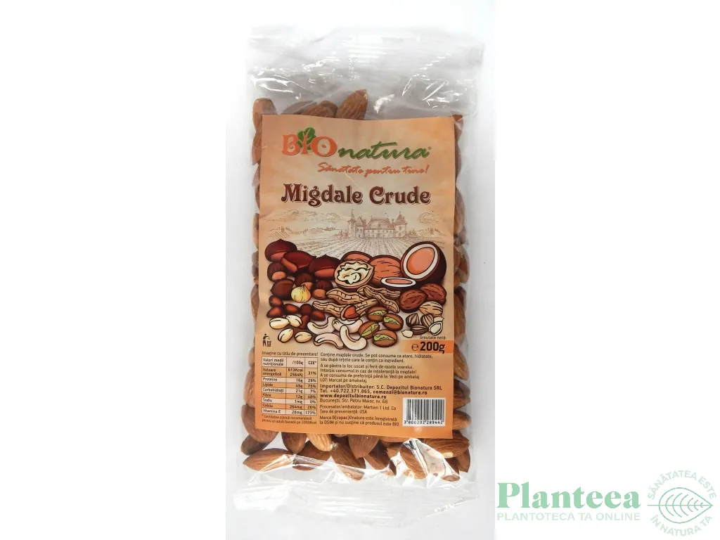 Migdale crude necojite 200g - BIONATURA