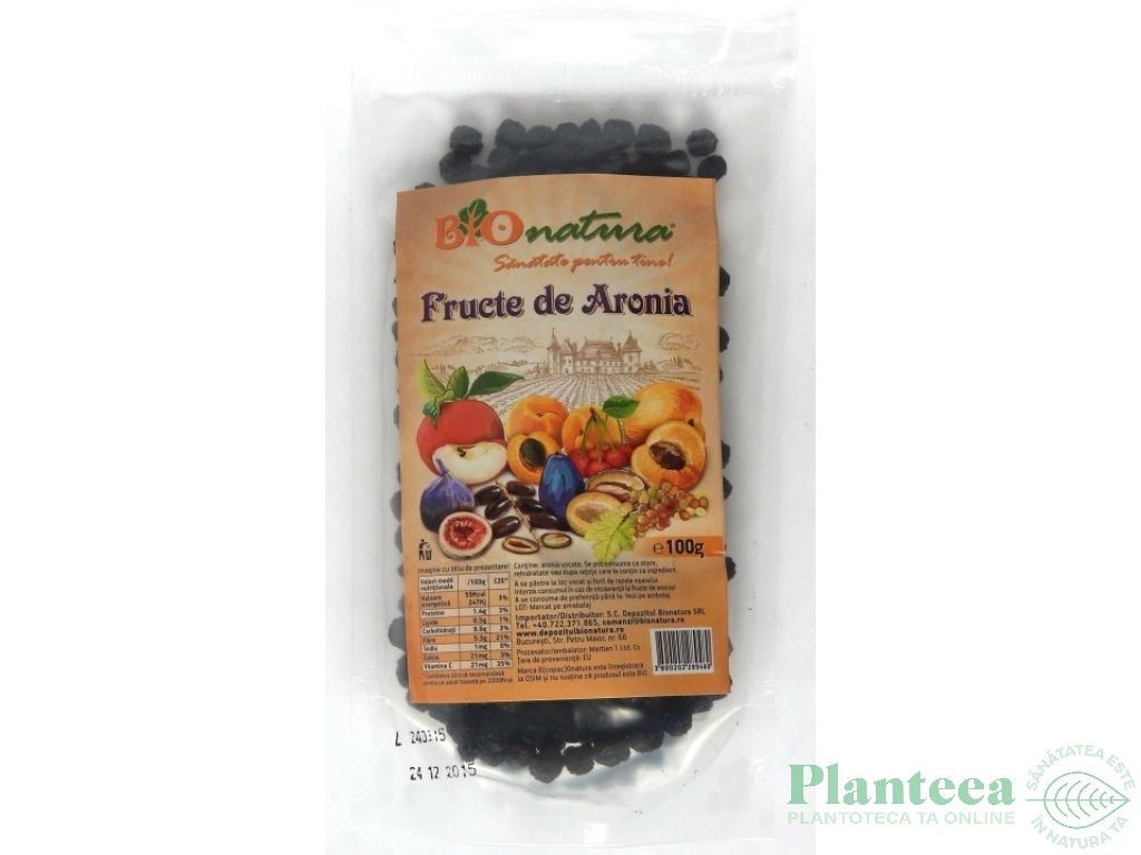 Aronia fructe uscate 100g - BIONATURA