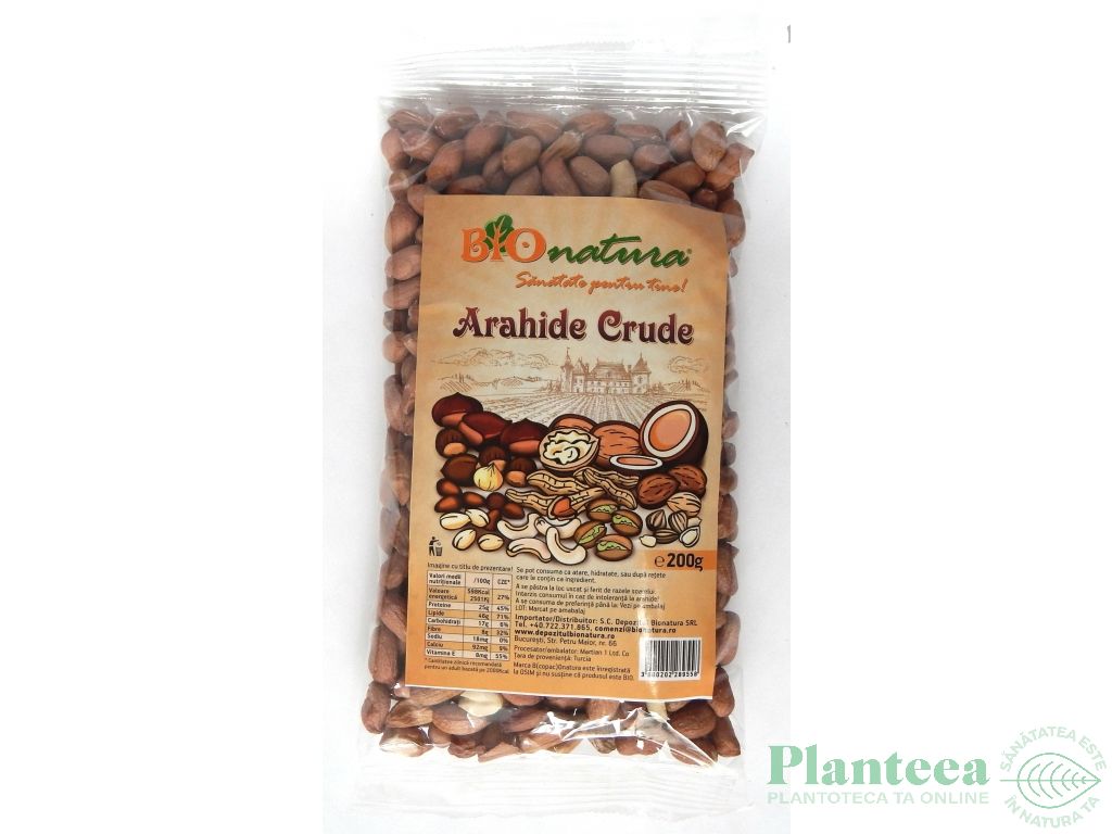 Arahide crude nedecojite 200g - BIONATURA