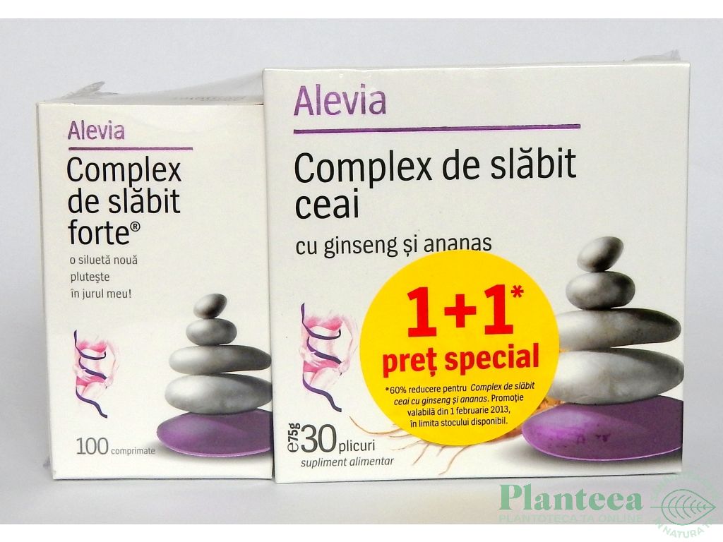 Kit Complex slabit forte {100cp+Ceai ginseng ananas 30dz] 2b - ALEVIA