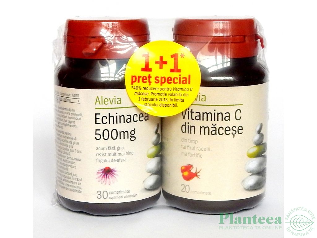 Kit Intareste organismul [echinaceea 30cp+vitamina C macese 20cp] 2b - ALEVIA
