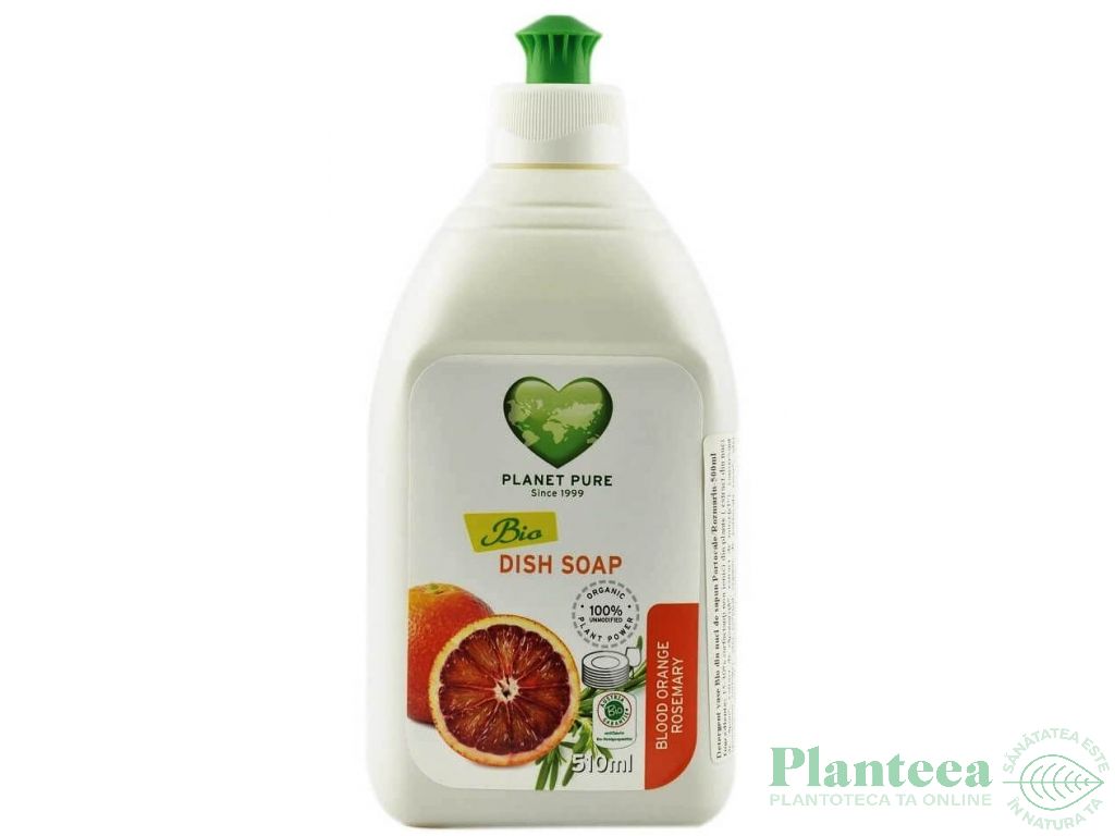 Detergent lichid vase nuci sapun portocale rosii {m} 510ml - PLANET PURE