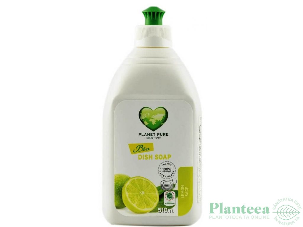 Detergent lichid vase nuci sapun lamai salvie {m} 510ml - PLANET PURE